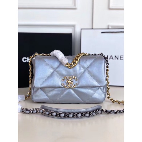 Chanel 19 flap bag AS1160 silver