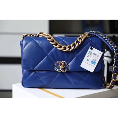 Chanel 19 flap bag AS1161 blue