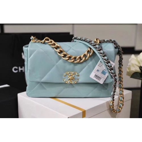 Chanel 19 flap bag AS1161 light blue