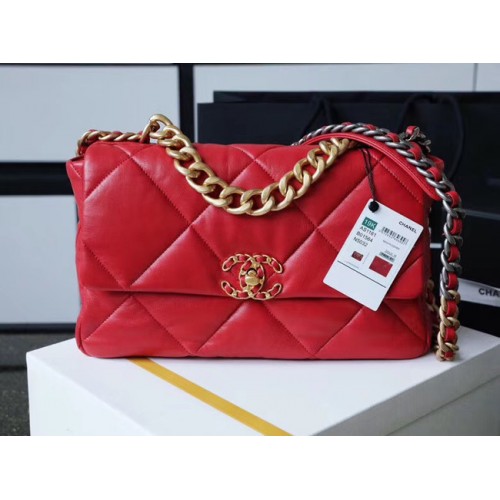 Chanel 19 flap bag AS1161 red