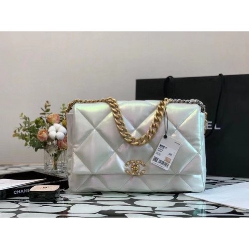 chanel 19 large flap bag Iridescent Calfskin&Gold-Tone AS1162