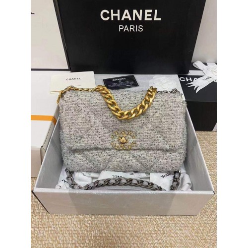 Chanel 19 flap bag Tweed AS1160 Gray