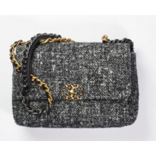 Chanel 19 flap bag Tweed AS1160 black