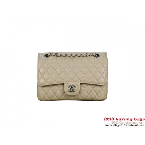 Chanel 2.55 Classic Flap Bag Apricot Sheepskin Leather Silver