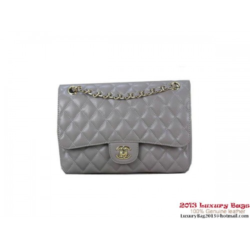 Chanel 2.55 Classic Flap Bag Gray Original Cannage Patterns Leather Gold