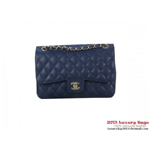 Chanel 2.55 Classic Flap Bag RoyalBlue Original Cannage Patterns Leather Gold