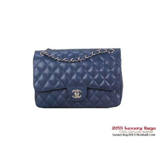 Chanel 2.55 Classic Flap Bag RoyalBlue Original Cannage Patterns Leather Silver