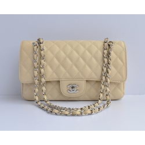 Chanel 2.55 Quilted Flap Bag 1112 Beige with Silver Hardware