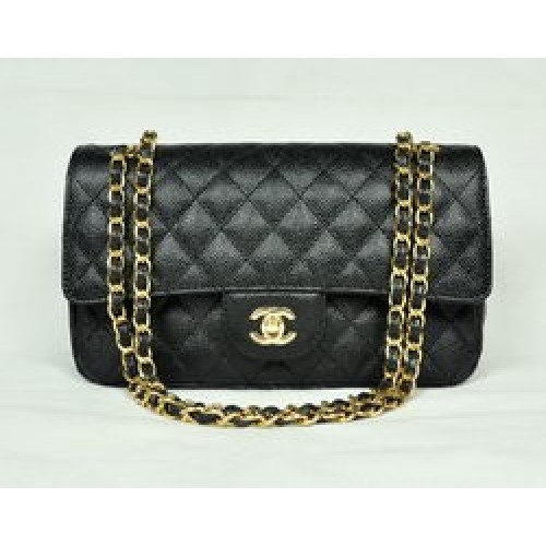 Chanel 2.55 Quilted Flap Bag 1112 Black with Gold Hardware