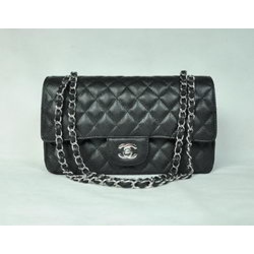 Chanel 2.55 Quilted Flap Bag 1112 Black with Silver Hardware