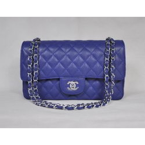 Chanel 2.55 Quilted Flap Bag 1112 Blue with Silver Hardware
