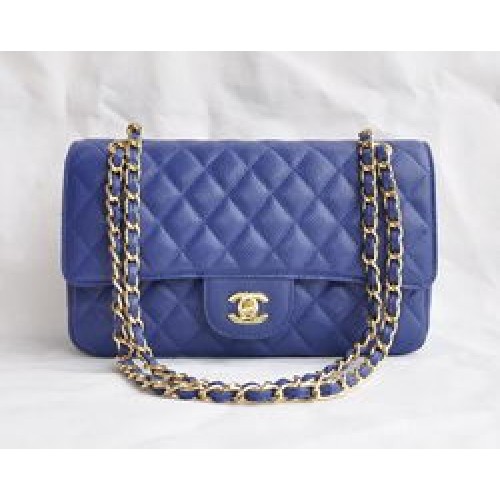 Chanel 2.55 Quilted Flap Bag 1112 Deep Blue with Gold Hardware