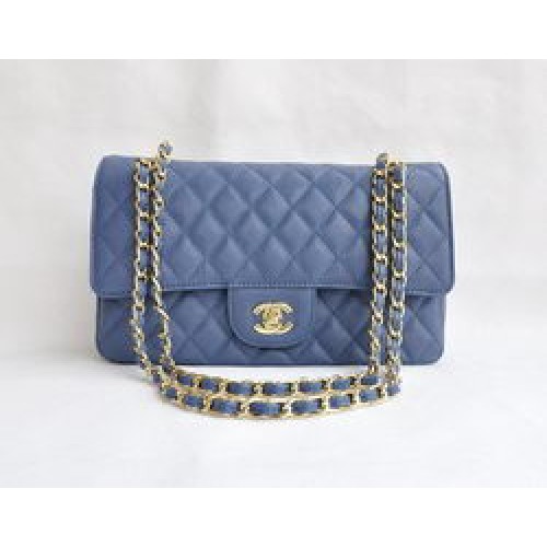 Chanel 2.55 Quilted Flap Bag 1112 Light Blue with Gold Hardware