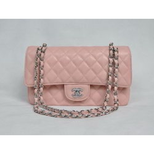 Chanel 2.55 Quilted Flap Bag 1112 Pink with Silver Hardware