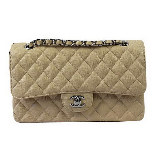 Chanel 2.55 Series Bags Apricot Cannage Pattern Leather CFA1112 Silver