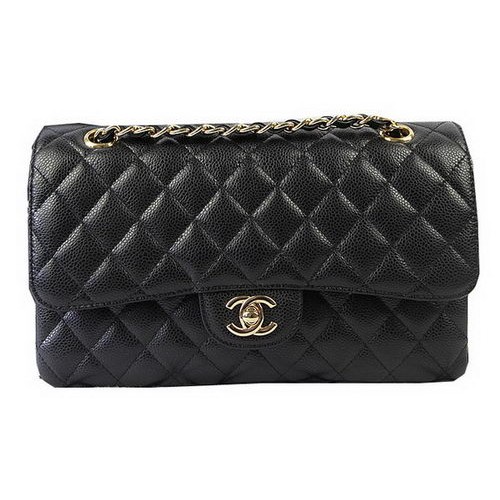 Chanel 2.55 Series Bags Black Cannage Pattern Leather CFA1112 Gold