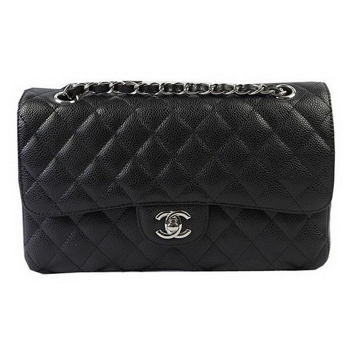 Chanel 2.55 Series Bags Black Cannage Pattern Leather CFA1112 Silver