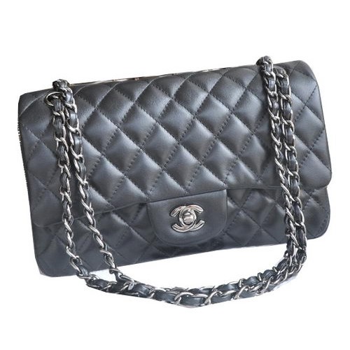 Chanel 2.55 Series Bags Black Sheepskin Leather CHA1112 Silver