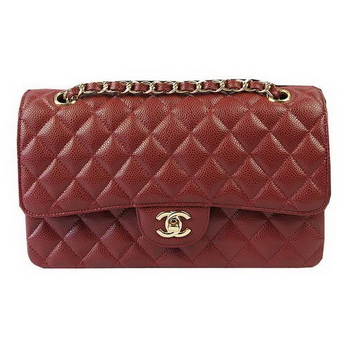 Chanel 2.55 Series Bags Burgundy Cannage Pattern Leather CFA1112 Gold