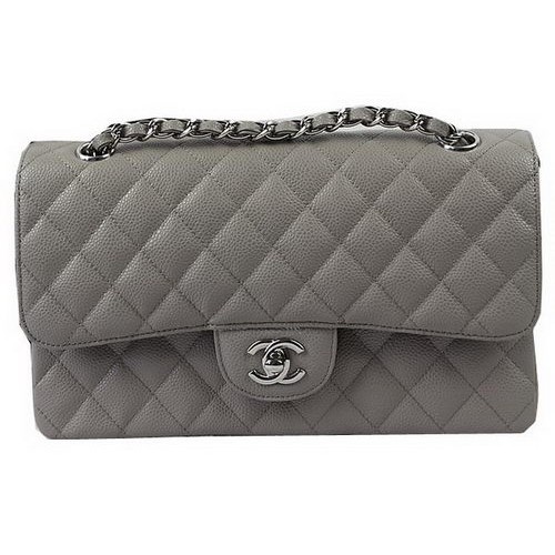 Chanel 2.55 Series Bags Grey Cannage Pattern Leather CFA1112 Silver