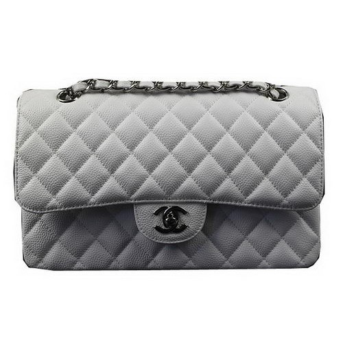 Chanel 2.55 Series Bags White Cannage Pattern Leather CFA1112 Silver