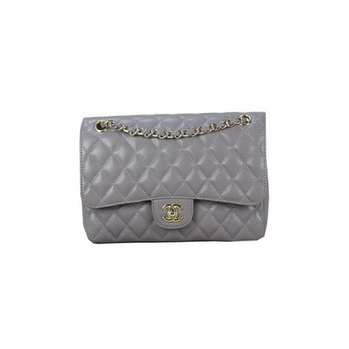 Chanel 2.55 Series Classic Flap Bag 1112 Gray Original Cannage Pattern Leather Gold