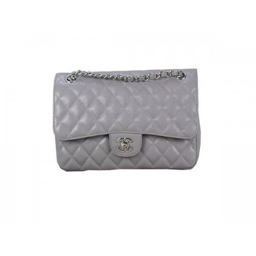 Chanel 2.55 Series Classic Flap Bag 1112 Gray Original Cannage Pattern Leather Silver