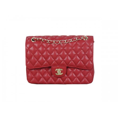 Chanel 2.55 Series Classic Flap Bag 1112 Red Cannage Pattern Original Leather Gold