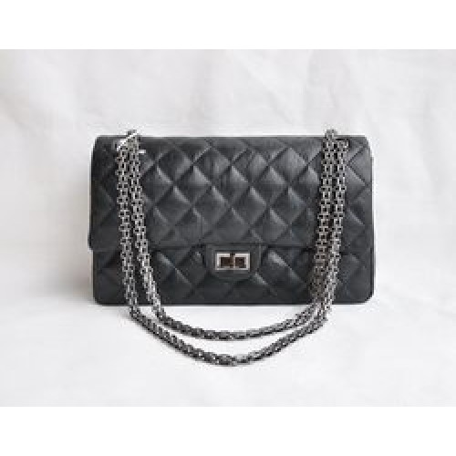 Chanel 2.55 Series Flap Bag Black with Silver-Gray Chain 30226