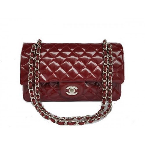 Cheap Chanel 2.55 Series Flap Bag 1112 Maroon Patent Leather Silver Hardware