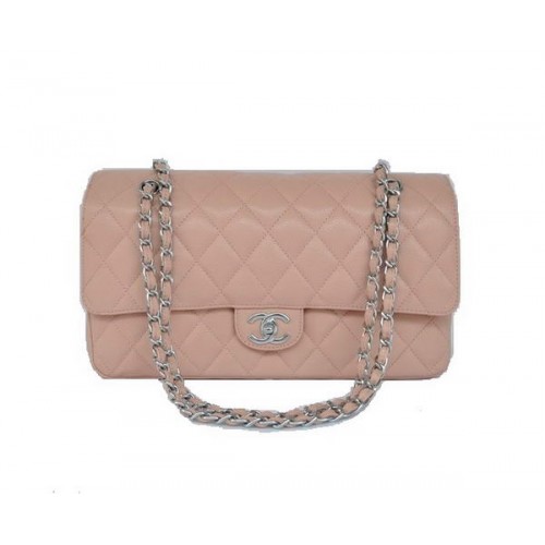 Cheap Chanel 2.55 Series Flap Bag 1113 Pink Leather Silver Hardware