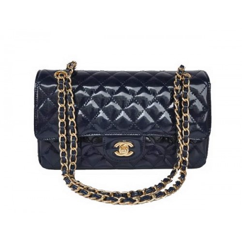 buy Cheap Chanel 2.55 Series Royalblue Patent Leather Flap Bag Gold Hardware
