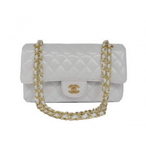 buy Cheap Chanel 2.55 Series White Patent Leather Flap Bag Gold Hardware