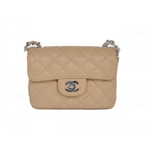 Chanel 2.55 mini Flap Bag 1115 Beige Sheepskin Silver Hardware