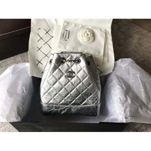 Chanel 2018 Original Calfskin Leather Backpack 81229 Silver