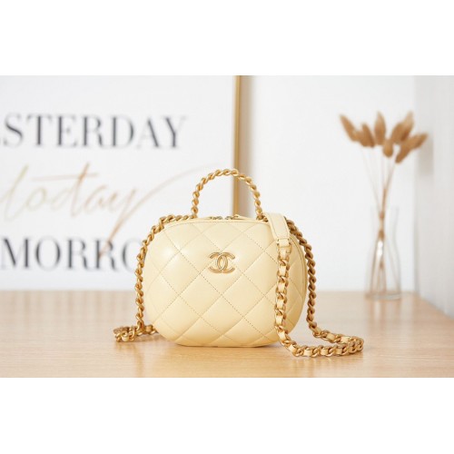 Chanel 22S top handle cosmetic bag AS3066 light yellow