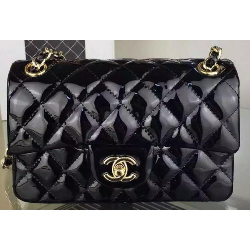 Chanel 2.55 Series Double Flap Bag Black Original Patent Leather CF7024 Gold