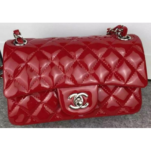 Chanel 2.55 Series Double Flap Bag Burgundy Original Patent Leather CF7024 Silver
