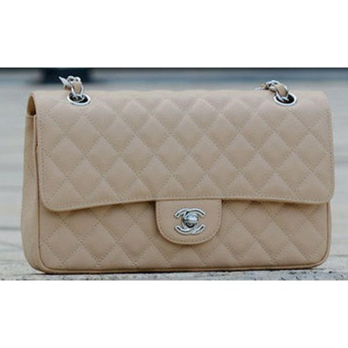 Chanel 2.55 Series Flap Bag Apricot Cannage Pattern A1112 Silver