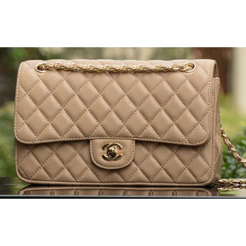 Chanel 2.55 Series Flap Bag Apricot Sheepskin Leather A1112 Gold