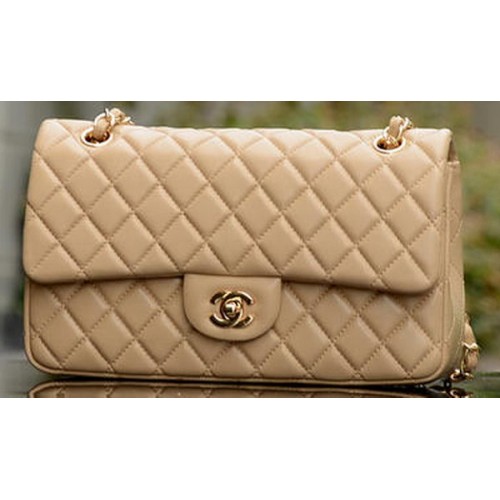 Chanel 2.55 Series Flap Bag Apricot Sheepskin Leather A37586 Gold
