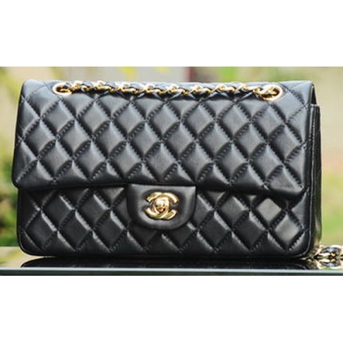 Chanel 2.55 Series Flap Bag Black Sheepskin Leather A37586 Gold