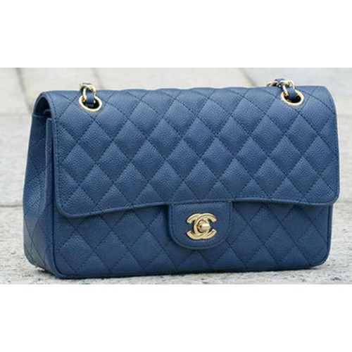 Chanel 2.55 Series Flap Bag Blue Original Cannage Pattern A1112 Gold