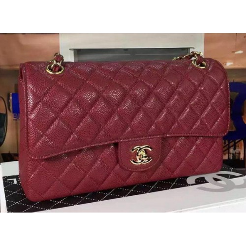 Chanel 2.55 Series Flap Bag Burgundy Cannage Pattern Leather CF8024 Gold