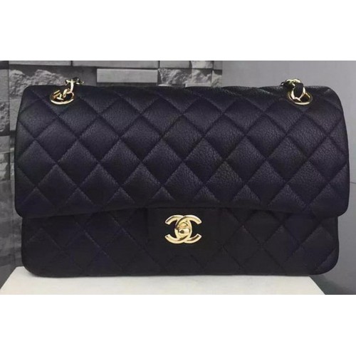 Chanel 2.55 Series Flap Bag Deerskin Leather A1112 Black