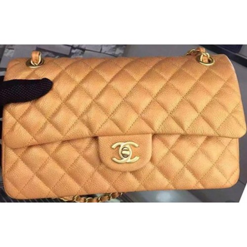 Chanel 2.55 Series Flap Bag Gold Cavier Leather A05480 Gold