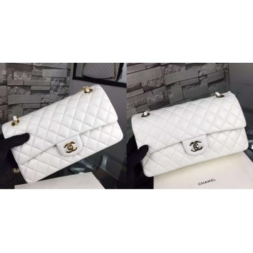 Chanel 2.55 Series Flap Bag Lambskin Leather A5024 White