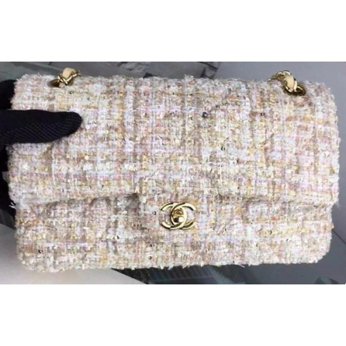 Chanel 2.55 Series Flap Bag Original Fabric A1025 Apricot