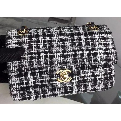 Chanel 2.55 Series Flap Bag Original Fabric A1025 Black&White