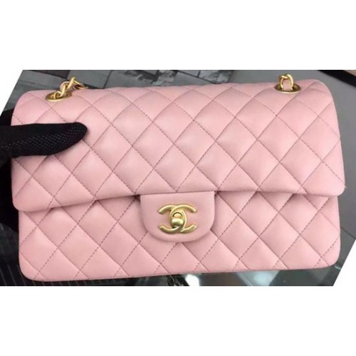 Chanel 2.55 Series Flap Bag Pink Sheepskin Leather A06375 Gold